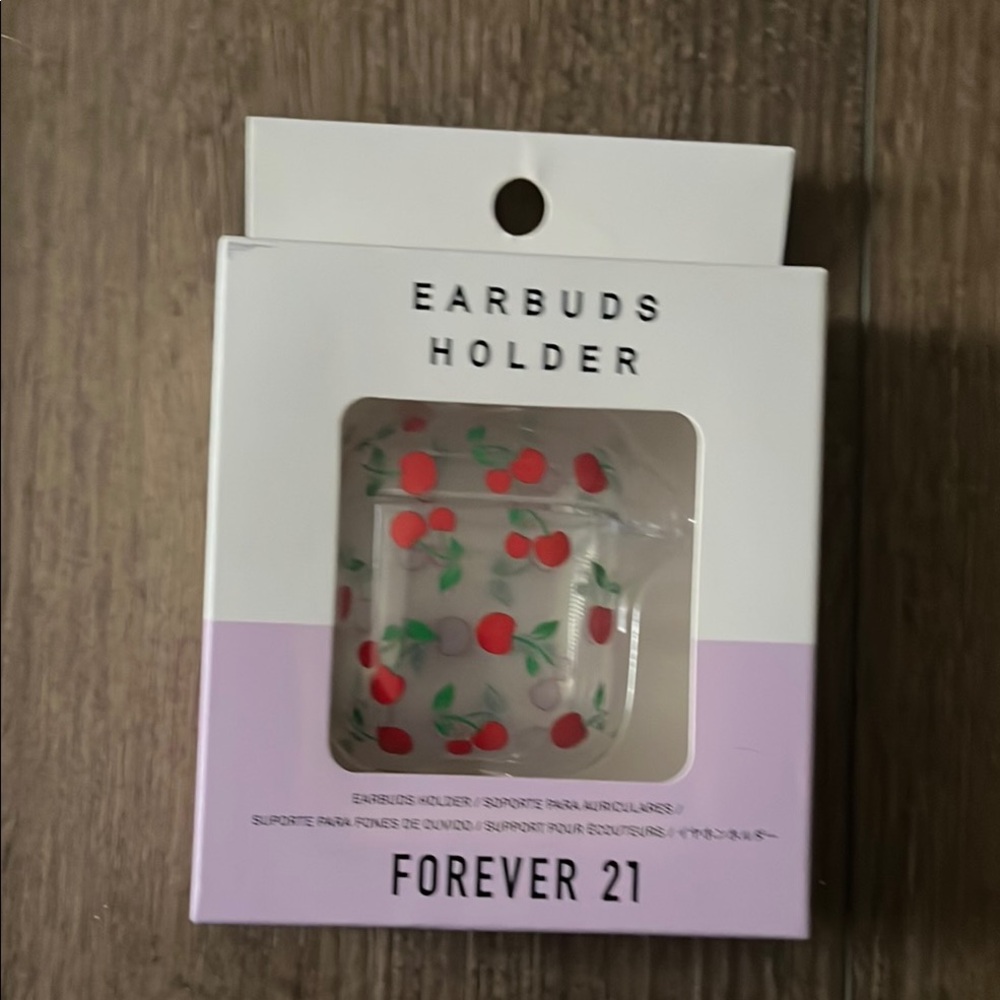 Forever 21 Cherry Earbuds Holder - Clear and Red